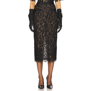 Helsa Elegant Black Lace Midi Skirt Size XS
