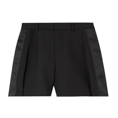 Sacai Tailored Black Satin-Trimmed Pleated Shorts Size 1