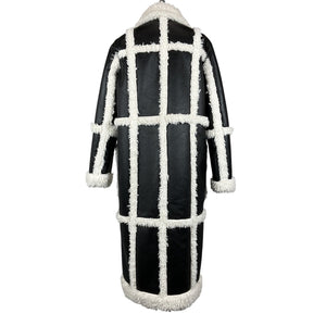 Stand Studio Faux Shearling Black And Off White Patrice Coat Size EU 34 / US 2