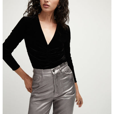 Veronica Beard 'Pelona' Black Rayon Stretch-Velvet Top Size 6