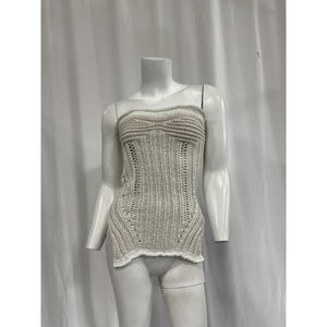 Marco Rambaldi White Cotton Linen Blend Square Neck Tank Top Size S