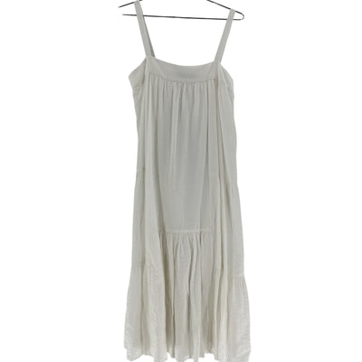 Jenni Kayne Seersucker White Summer Midi Size S Cotton Blend Dress