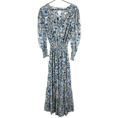 Misa Los Angeles Floral Indigo Blooms Vida Maxi Dress Size S