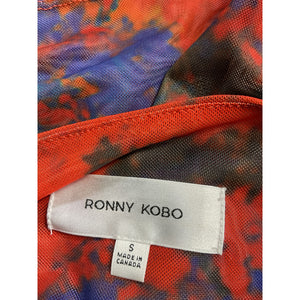 Ronny Kobo Sheer Orange Tye Dye Vera Top Size S