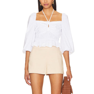 Bailey 44 Smocked Oat Milk Shani Blouse Size L NWT