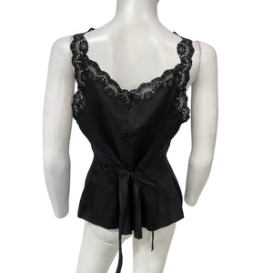 Reformation 'Josefina' Black Linen Top Size 8