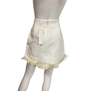 Neiman Marcus Fringed Off White Bowie Skirt Size M NWT