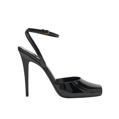 Saint Laurent Sleek Black La Scandale Sandal Heels Size 6.5 b