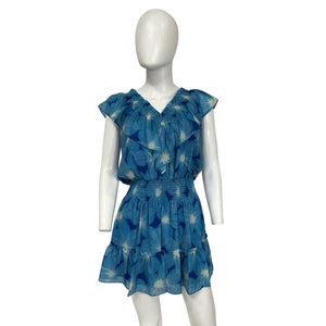 Ramy Brook Printed Blue Danica Ruffle Mini Size XS Dress