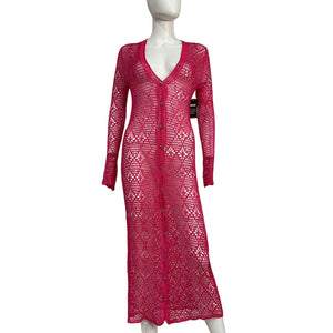Ser.O.Ya Crochet Fuchsia Allison Cardigan Size XS / S NWT