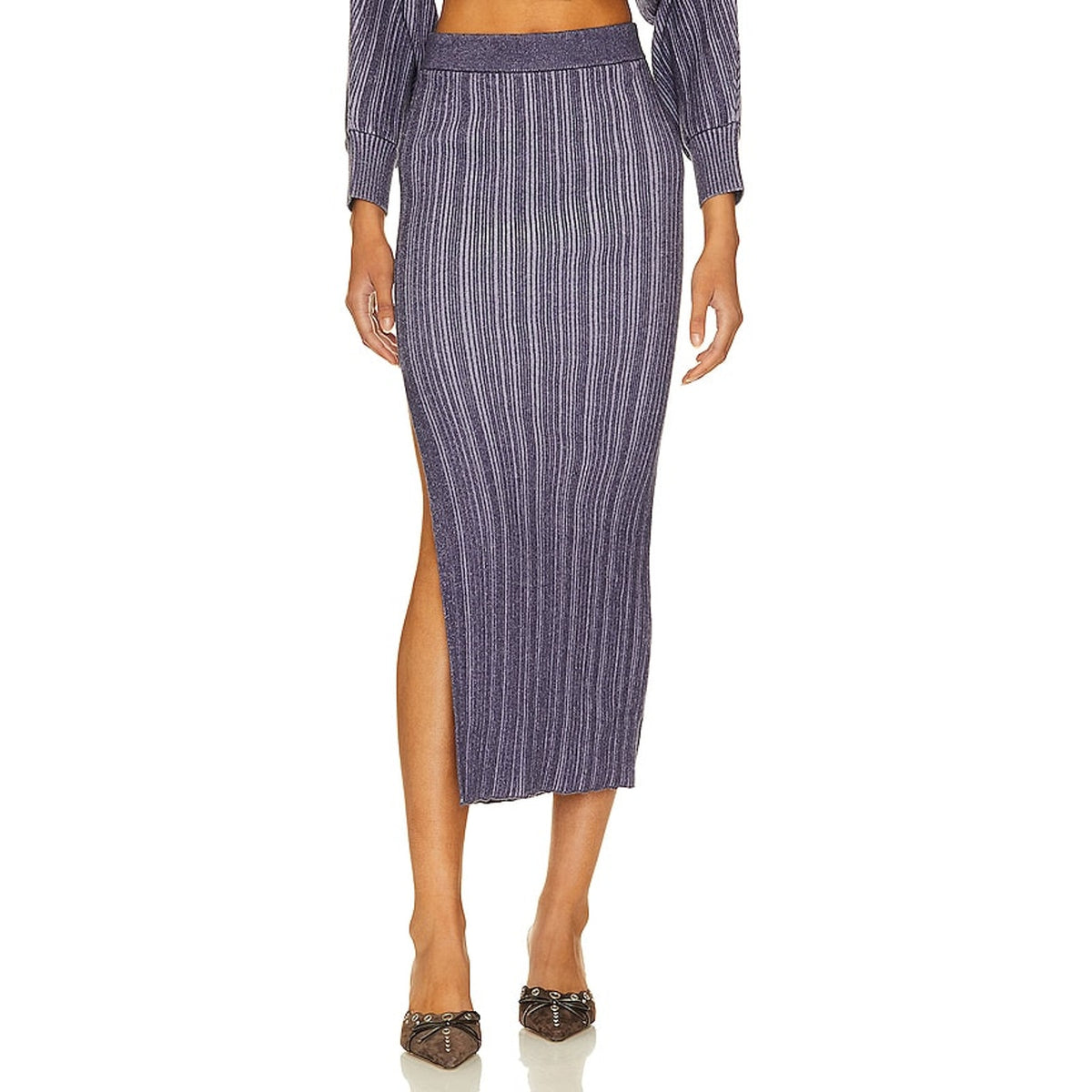 Misa Los Angeles Ribbed Purple Gloria Skirt Size M
