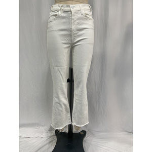 Mother The Hustler Ankle White Cotton Fray Denim Jean Size 31