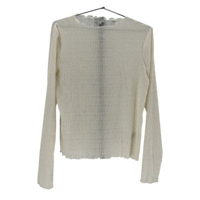 Vince Textured Beige Smocked Long Sleeve Blouse Size L
