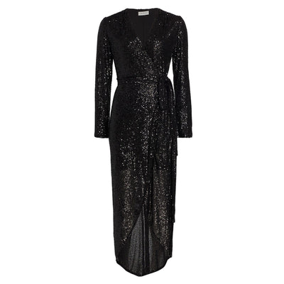 Halston Sequined Black Falan Dress Size 6