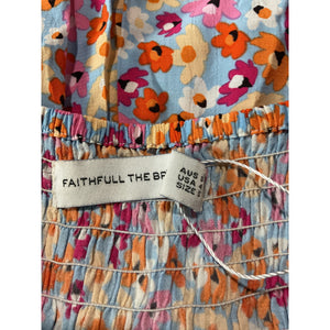 Faithfull The Brand Smocked Turnesol Floral Print Noemie Midi Dress Size S