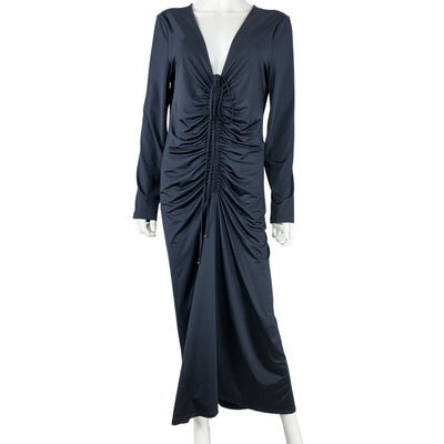 Veronica Beard Ruched Midnight Blue Gilbert Midi Dress Size 12