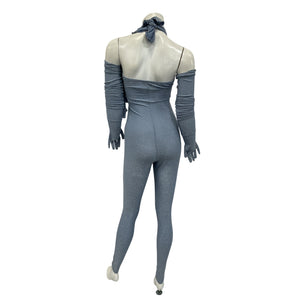 Kim Shui Glitter Blue Wrap Cutout Jumpsuit Size S