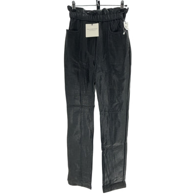 Philosophy Di Lorenzo Serafini Faux Textured Leather Black Paperbag Waist Pants Size 2 NWT