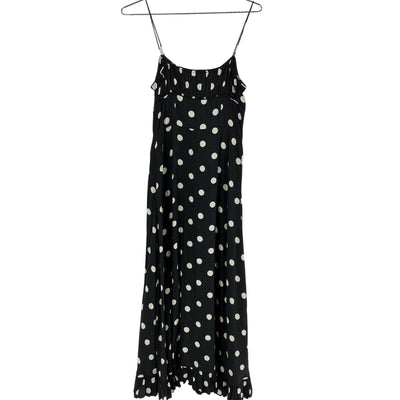 Dôen 'Rosaria' Black Silk Polka-Dot Midi Dress Size XS