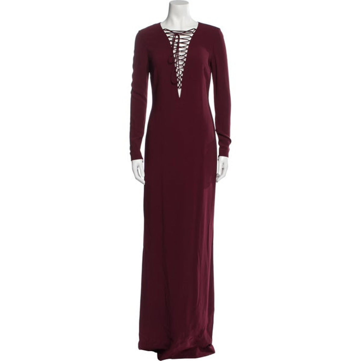 Stella Mccartney Elegant Maroon Lace Up V Neck Dress Size XS NWT