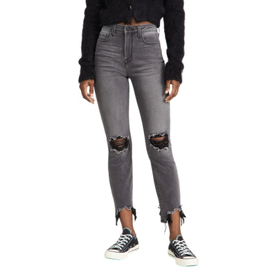 L'Agence Distressed Gray High Line Skinny Denim Jeans Size 25