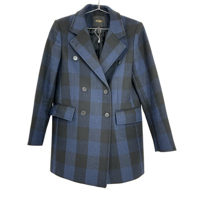 Maje Plaid Blue Goldan Coat Size 36