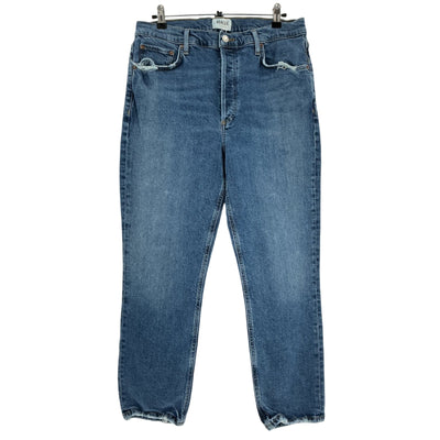Agolde High Rise Straight Crop Blue Riley Denim Jeans Size 31
