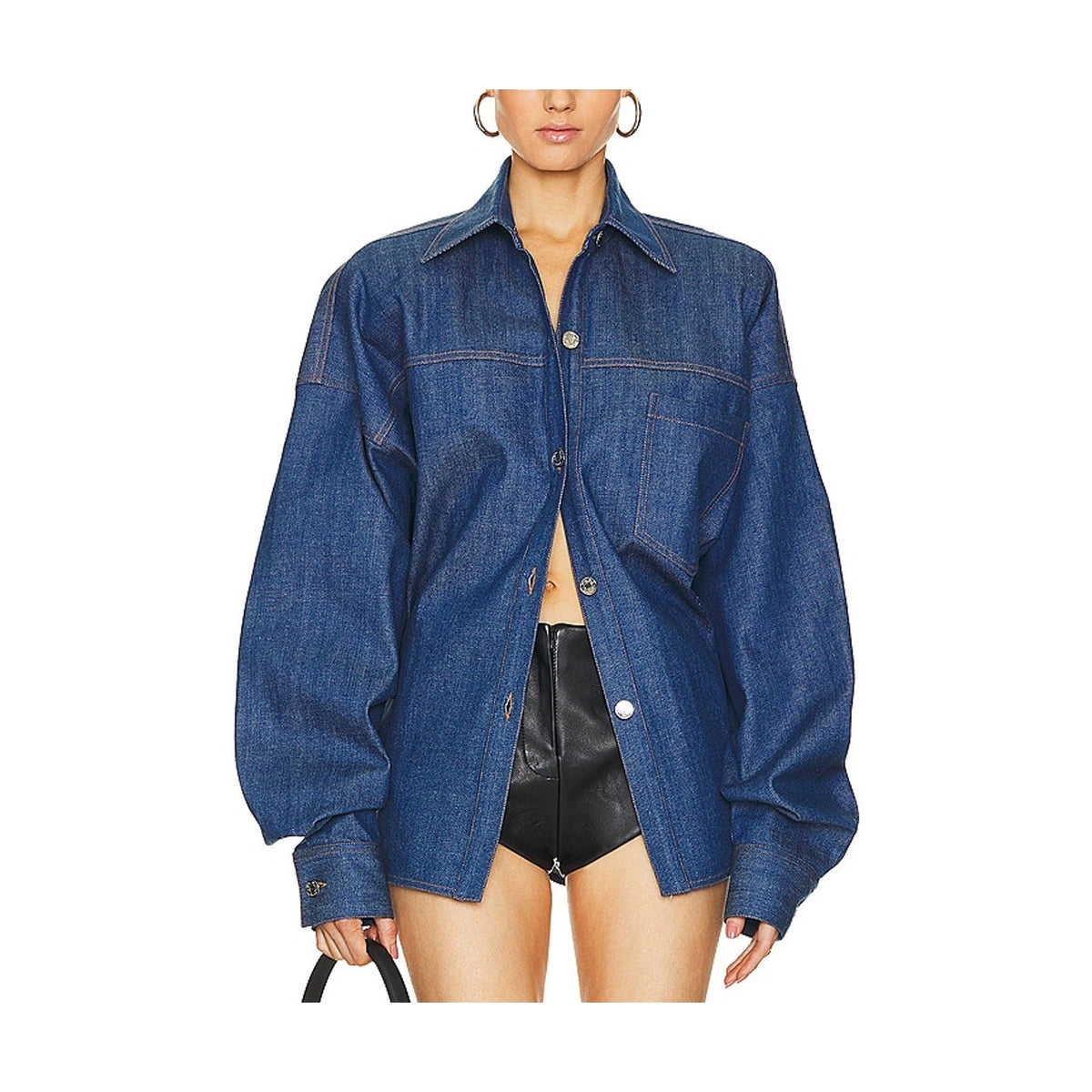 Laquan Smith Oversized Dark Blue Denim Size XS Shirt