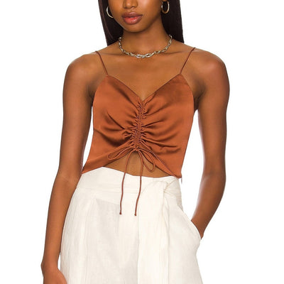 Allsaints Ruched Brown Alexia Cami Top Size 6
