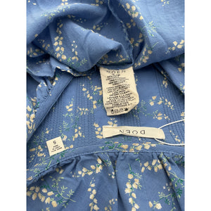 Dôen 'Henri' Blue Cotton Pleated Floral Top Size S