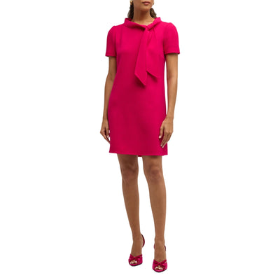 Carolina Herrera Elegant Cerise Pink Tie Boat Neck Mini Dress Size 2