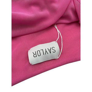 Saylor Feathered Pink Square Neckline Midi Dress Size S