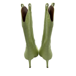 Paris Texas Croc Embossed Green Paloma Mid Calf Boots Size 41 EU / US 11