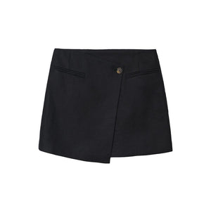 Anine Bing 'Natalia' Black Linen Wrap-Front Mini Skirt Size S