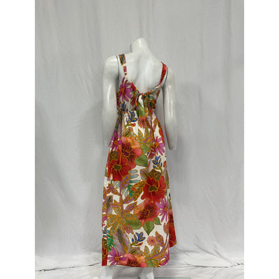 Mara Hoffman 'Bettina' Red Cotton Cutout Floral-Print Organic Cotton-Jacquard Midi Dress Size XS