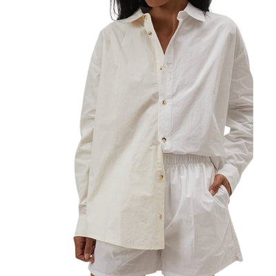 Donni. Colorblock Powder Creme Duo Pop Button Down Shirt Size M