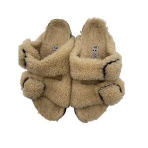 Birkenstock X 'Papillo' Beige Arizona Big Buckle Platform Teddy Sandal Size 8
