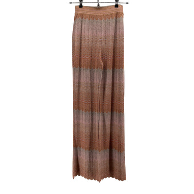 Missoni Metallic Multicolor Crochet Knit Straight Leg Pants Size IT 40