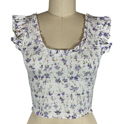 Loveshackfancy Smocked Dusty Lavender Dovi Blouse Size XS