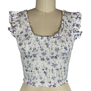Loveshackfancy Smocked Dusty Lavender Dovi Blouse Size XS