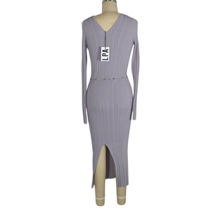 LPA Ribbed Purple Delaire Midi Size L Dress NWT