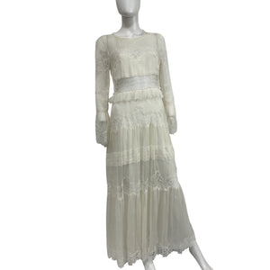Loveshackfancy Romantic Beige Rosney Lace Maxi Gown Size 6