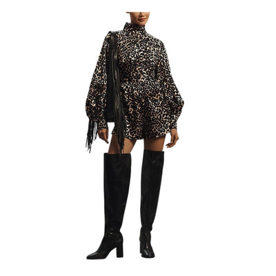 Hope Leopard Print Multicolor Mock Neck Belted Romper Size M