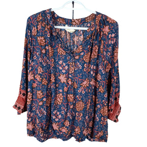 Natalie Martin Floral Dahlia Indigo Remy Size XS Blouse