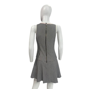 Alice + Olivia Classic Black Ecru Houndstooth Sima Dropwaist Mini Dress Size 4