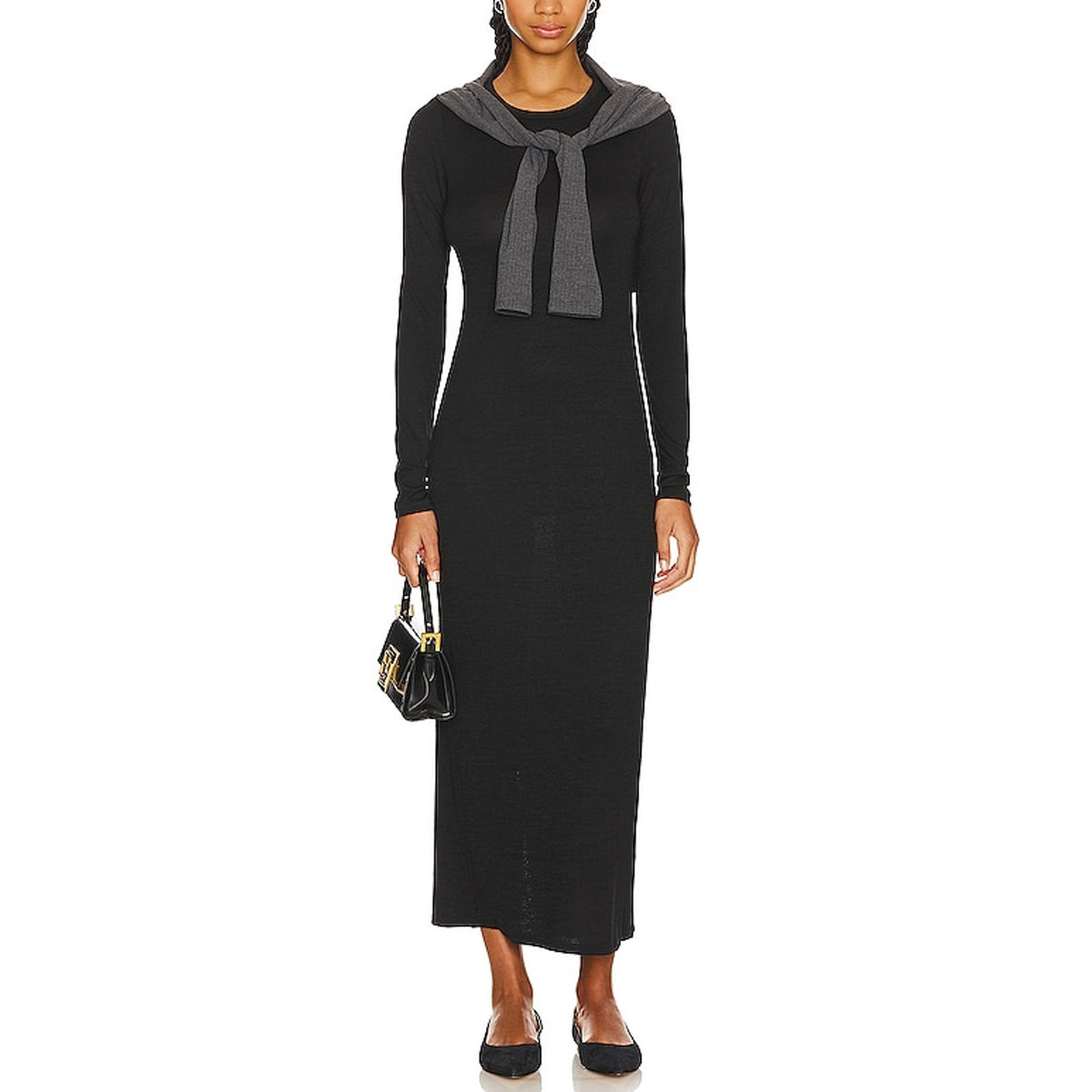 Rag & Bone Sleek Black Crewneck Maxi Dress Size S NWT