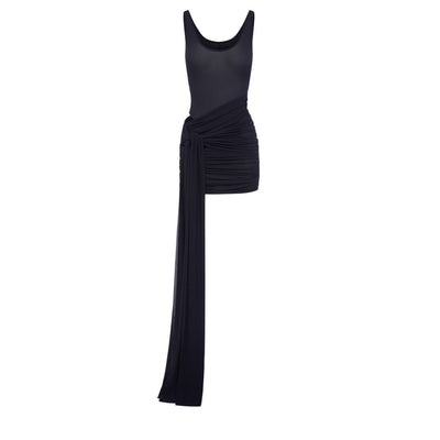 Alex Perry Ruched Navy Scoop Neck Wrap Mini Dress Size UK 10 / US 6