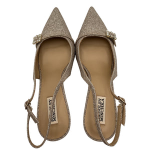 Badgley Mischka Glittered Beige Annmarie Slingback Pumps Size 11