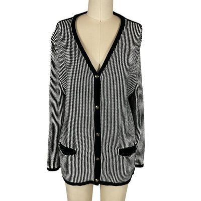 Anine Bing Striped Black Dave Cardigan Size L