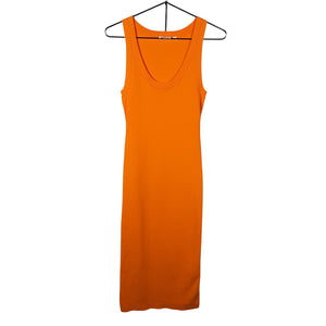 A.L.C. Ribbed Orange Emily Midi Size M Dress